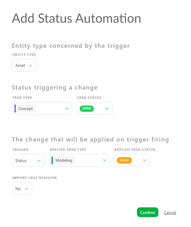 detail create status automation