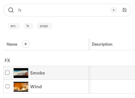 Search asset type