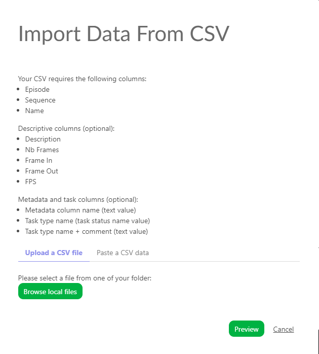 Import csv file