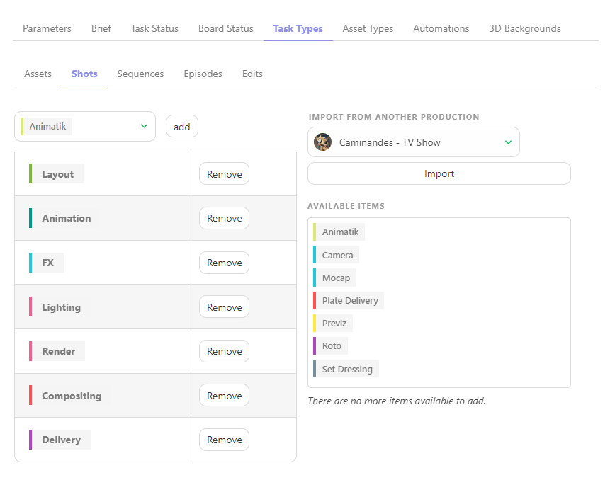 Setting Task Type add