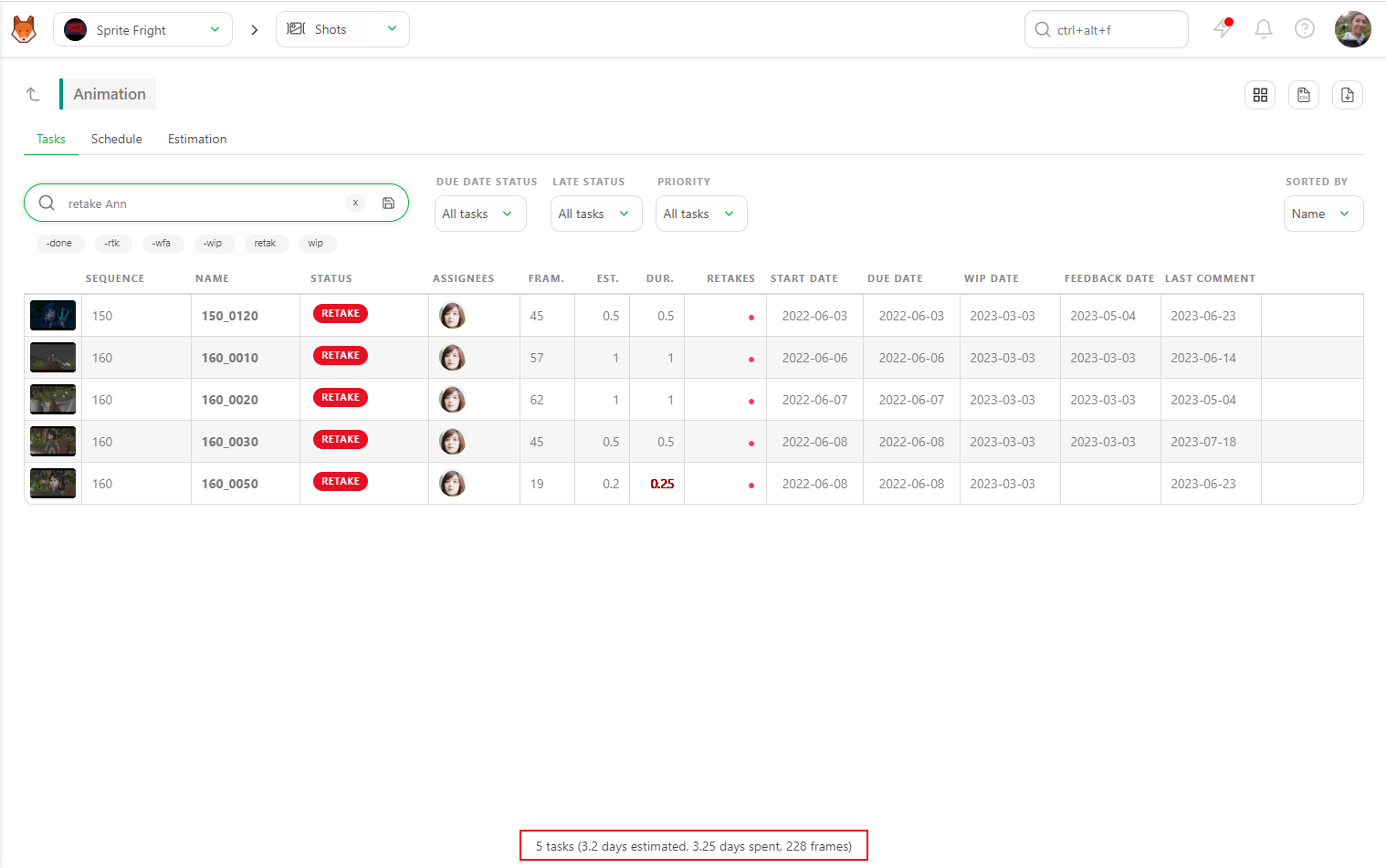 Task Type Sumup filtered
